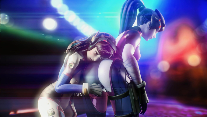 D.Va Rubs Widowmaker's Pussy Through Clothes