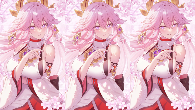 Yae Miko Alluringly Shows Off Her Figure