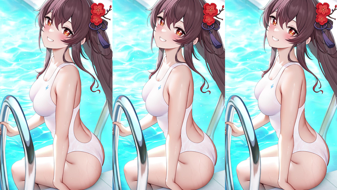 Hu Tao Wears Her Tight Swimsuit