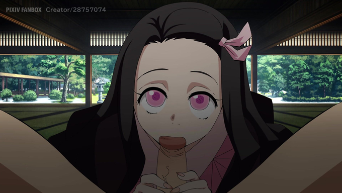 Nezuko Gives A Man A Blowjob