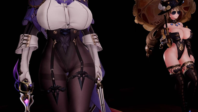 Clorinde, Arlecchino, And Navia Caspar Ties Up A Fully Naked Man