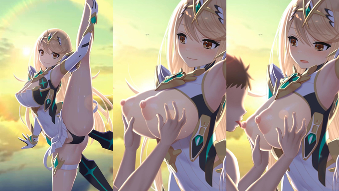 Mythra Big Tits Sucking Action