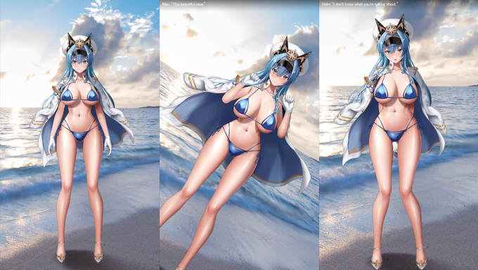 Helm Dancies With Her Bouncy Tits On The Beach