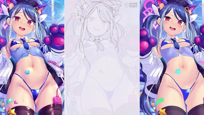 Nemugaki Fubuki Blue Bikini Sketch