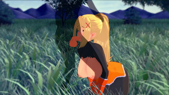 Hot Blonde Darkness Gives A BJ Then Gets Fucked In A Field