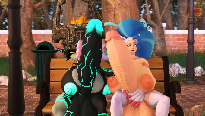 Midna And Felicia Jerk Each Other Off In The Park
