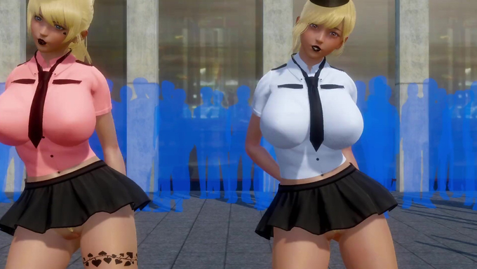 Blonde Ladies Dance And Strip In Public