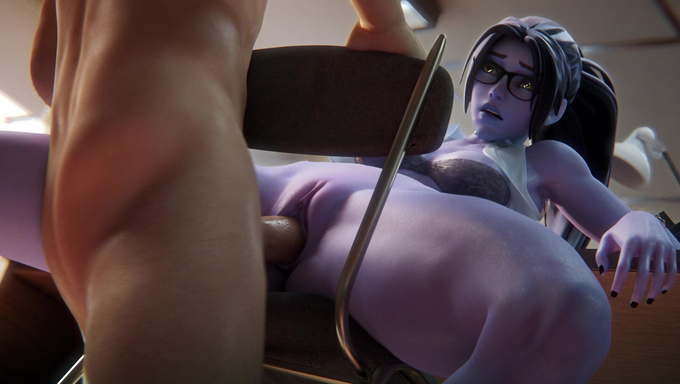 Widowmaker Gets Railed And Creampied In A Chair
