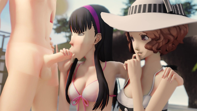 Yukiko And Haru Suck A Dick On The Beach.