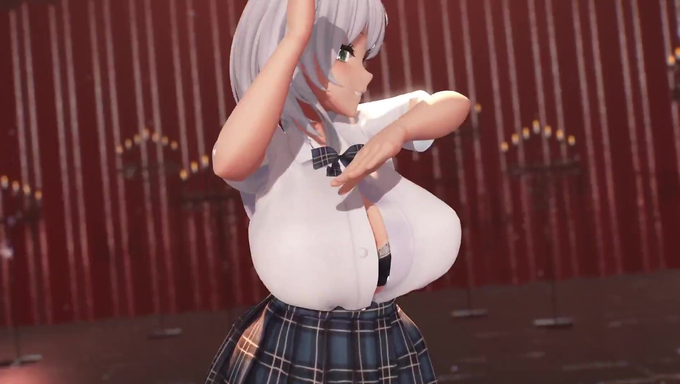 Shirogane Noel Teases And Strips Her Uniform While Dancing