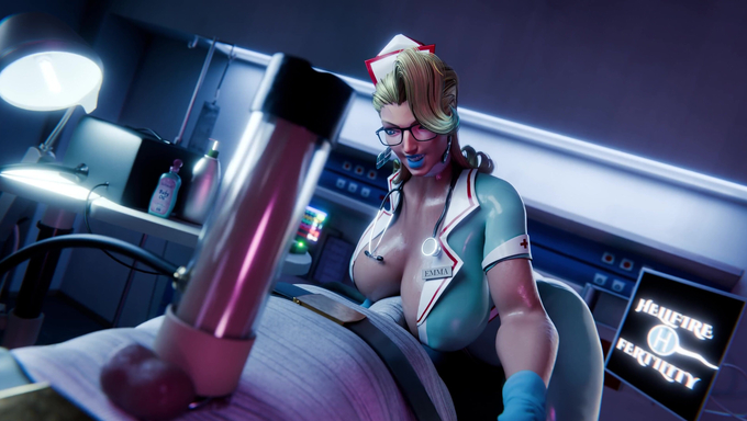 Nurse Emma Grace Frost Jerks Off Her Patient Using A Machine