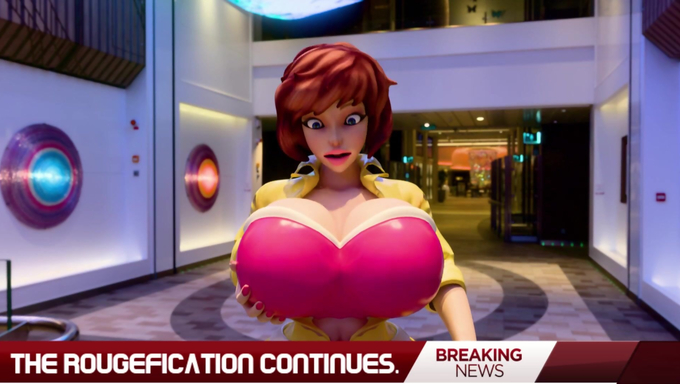 April O'Neil Flashes Her Huge Tits During A News Broadcast