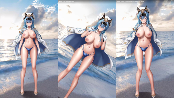 Hot Busty Helm Dances On The Beach With Her Bouncy Tits