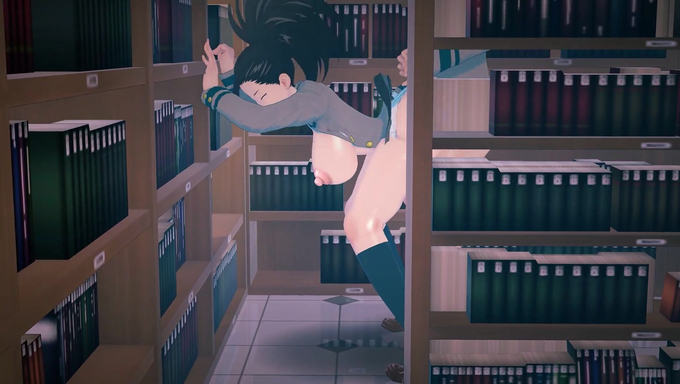 Momo Yaoyorozu Gets Rammed By Izuku Midoriya In The Library