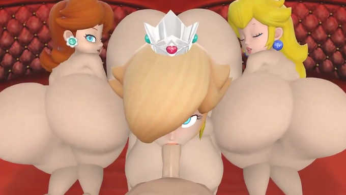 Princess Rosalina Gives Head Beside The Other Princesses