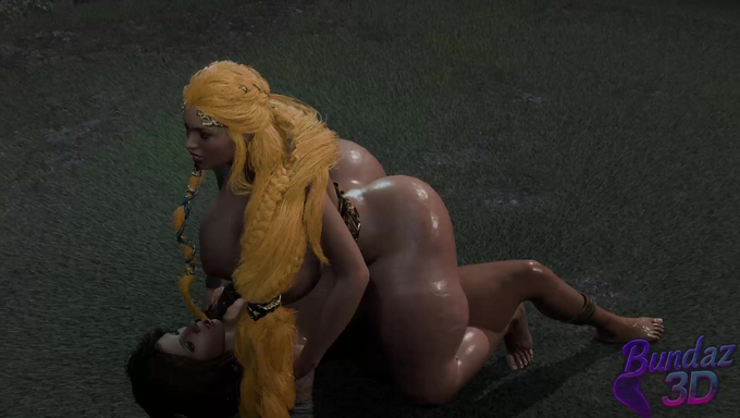 Sif Gets Creampied After Riding Freya's Dick In The Forest