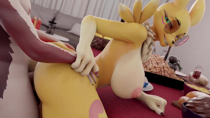 Renamon Gets Her Pussy Drilled And Creampied From Behind