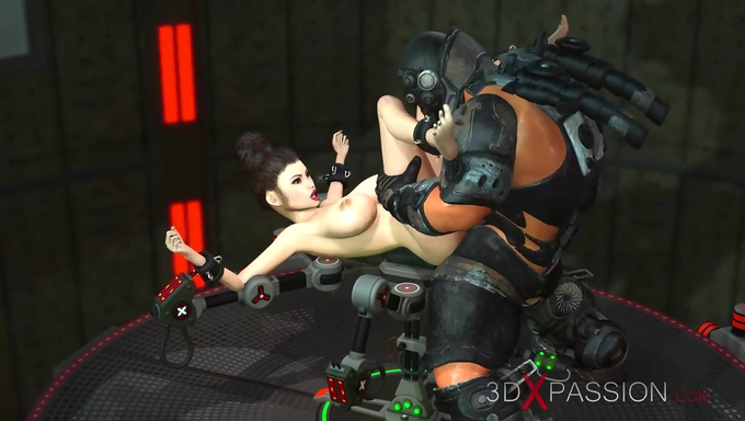 Captured Sexy Babe Gets Pounded By A Cyborg And A Sex Machine