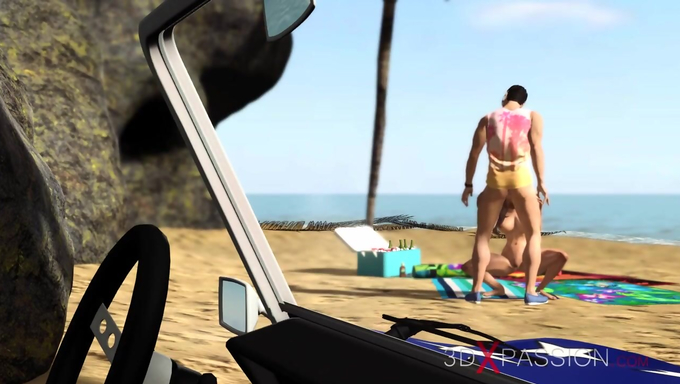 Brunette Lady Gets Her Ass Drilled On The Beach