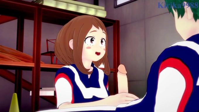 Ochaco Uraraka Blows Izuku Midoriya's Dick In The Warehouse