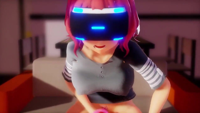 Busty Futa Babe Jerks Off With VR And Accidentally Cums On Her Friend's Face