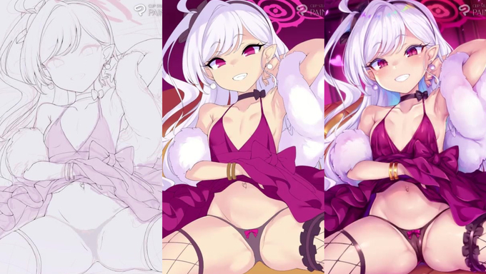 Asagi Mutsuki Lifts Up Her Red Dress