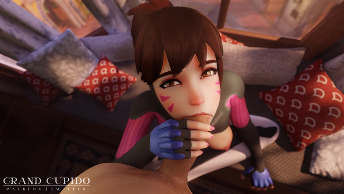 D.Va Gives Head With Her Tits Out