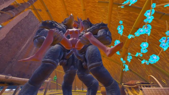 Sexy Babe Gets Her Holes Stretched By Two Furry Monsters