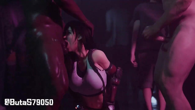 Tifa Lockhart Sucks Two Dicks Alternately