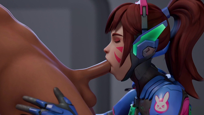 D.Va Sucks Her BF's Balls And Swallows His Cum