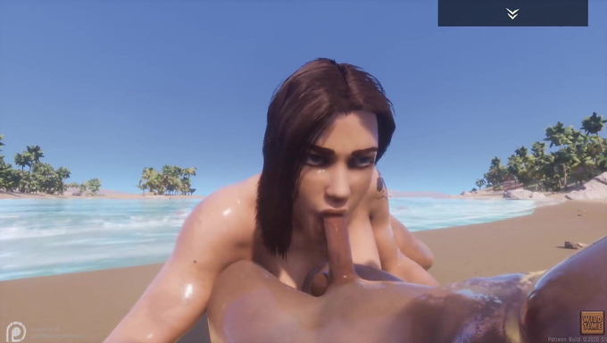 Busty Babe Gives A Sloppy BJ And Titjob On The Beach