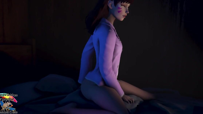 D.Va Dry Humps Her Pillow After Watching Porn