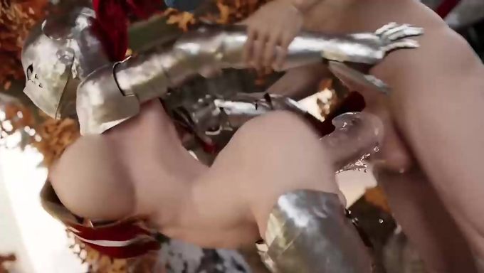 Busty Lady Knight Receives A Non-stop Cumload In Standing Doggystyle
