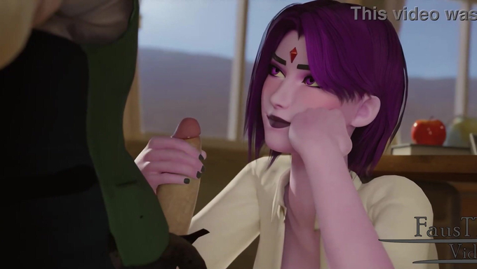 Hot Busty Raven Gives Her Classmate A Blowjob After Class