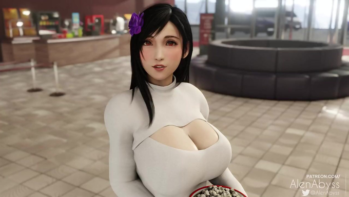 Tifa Lockhart Takes A Massive Load In Her Mouth