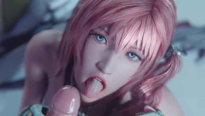 Serah Farron Gives A Blowjob To A Big White Cock