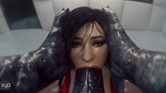 Ada Wong Swallows Mr.X's Cum After Sucking His Cock