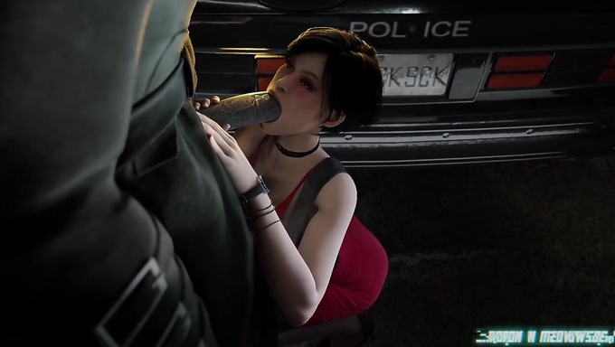 Ada Wong Blows A Dick Outside The Police Car