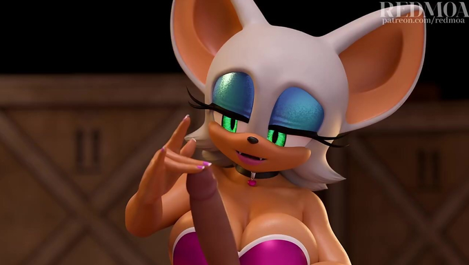Rouge the Bat Teases A Cock And Then Gives A Titjob