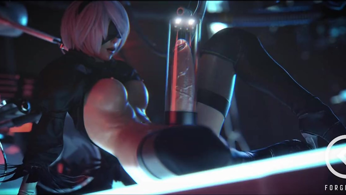 Futanari 2B Gets Her Cock Milked