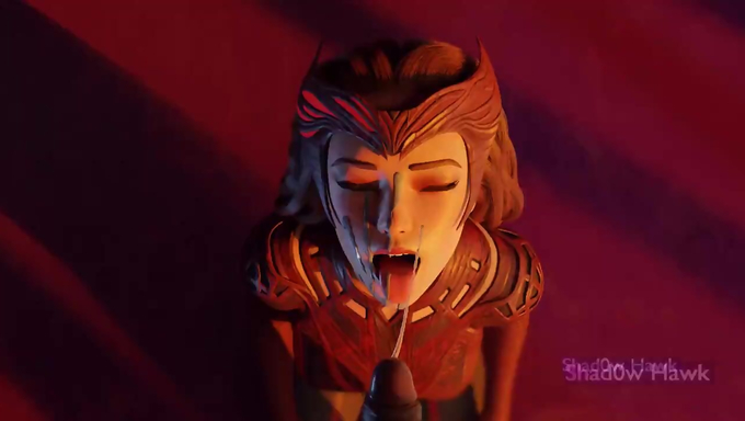 Scarlet Witch Sucks A Cock And Takes A Facial