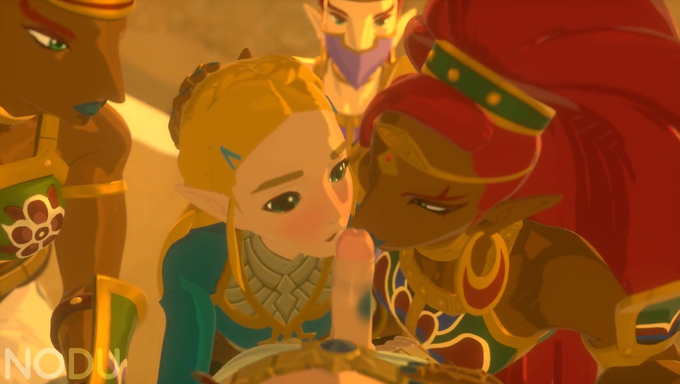 A Bunch Of Gerudo Women And Princess Zelda Share Link's Cock