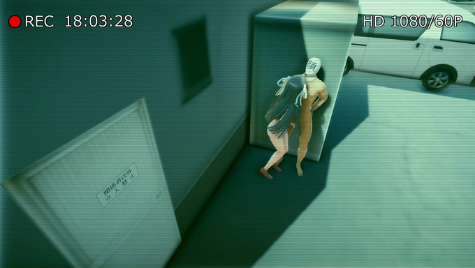 Blue Haired Girl Jerks A Cock At The Back Door