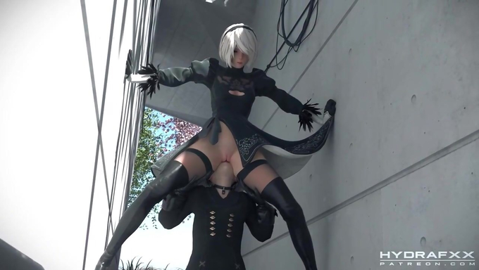 2B And 9S Enjoy A Hot Outdoor Fuck