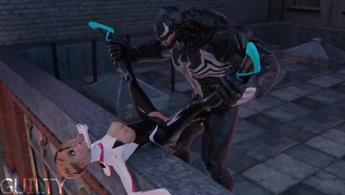 Gwen Stacy Gets Pounded Deeply By Venom On The Rooftop