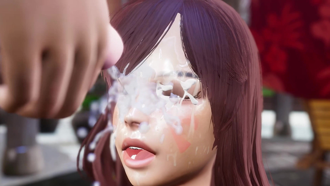 D.Va Gets A Huge Facial Cumload By The Pool