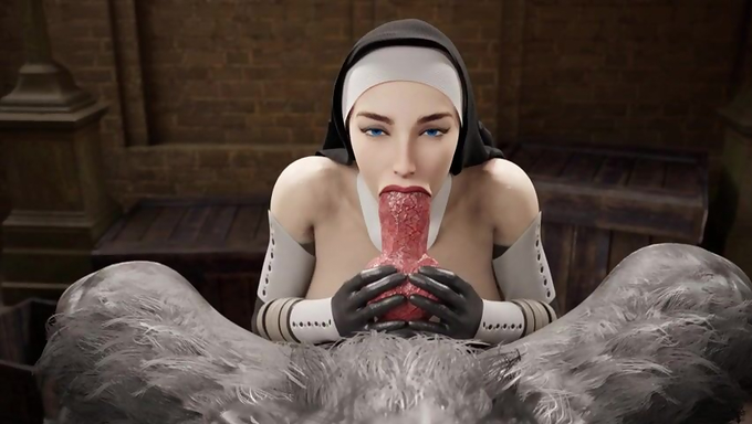 Hot Busty Nun Gets Fucked And Filled By A Werewolf Then Blows And Swallows Its Cum