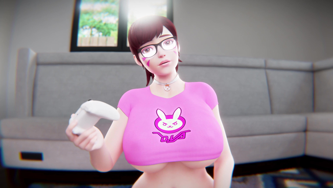 D.Va Challenges A Stranger Then Gets Fucked And Creampied As A Reward
