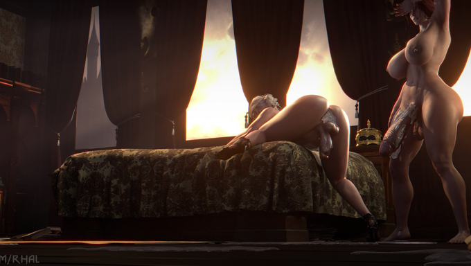 Futa Ciri Gets Destroyed By Futa Triss Merigold And Takes A Massive Cumload In Her Ass