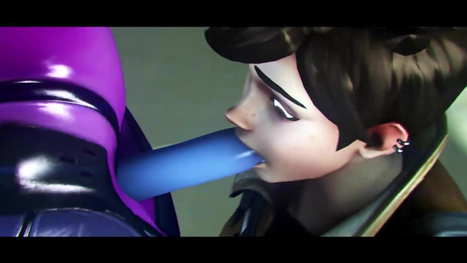 Tracer Strokes And Blows Futanari Widowmaker’s Cock